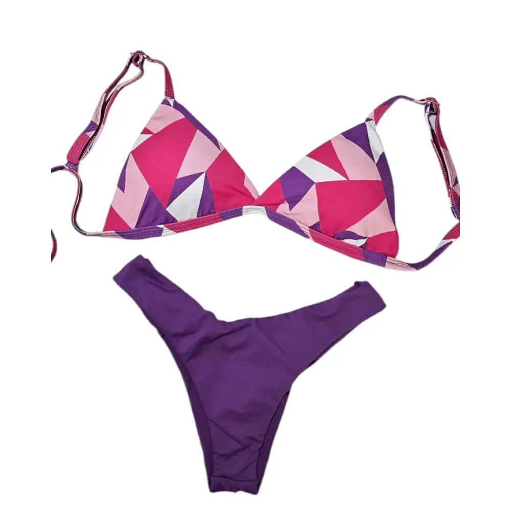 Abstract purple mood 2 piece bikini set - Beeluxxe