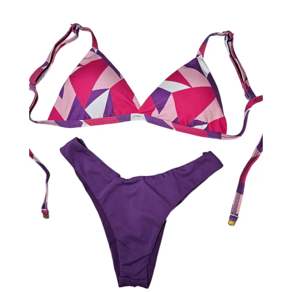 Abstract purple mood 2 piece bikini set - Beeluxxe