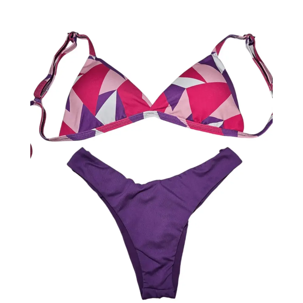 Abstract purple mood 2 piece bikini set - Beeluxxe