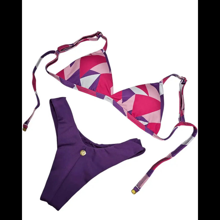 Abstract purple mood 2 piece bikini set - Beeluxxe