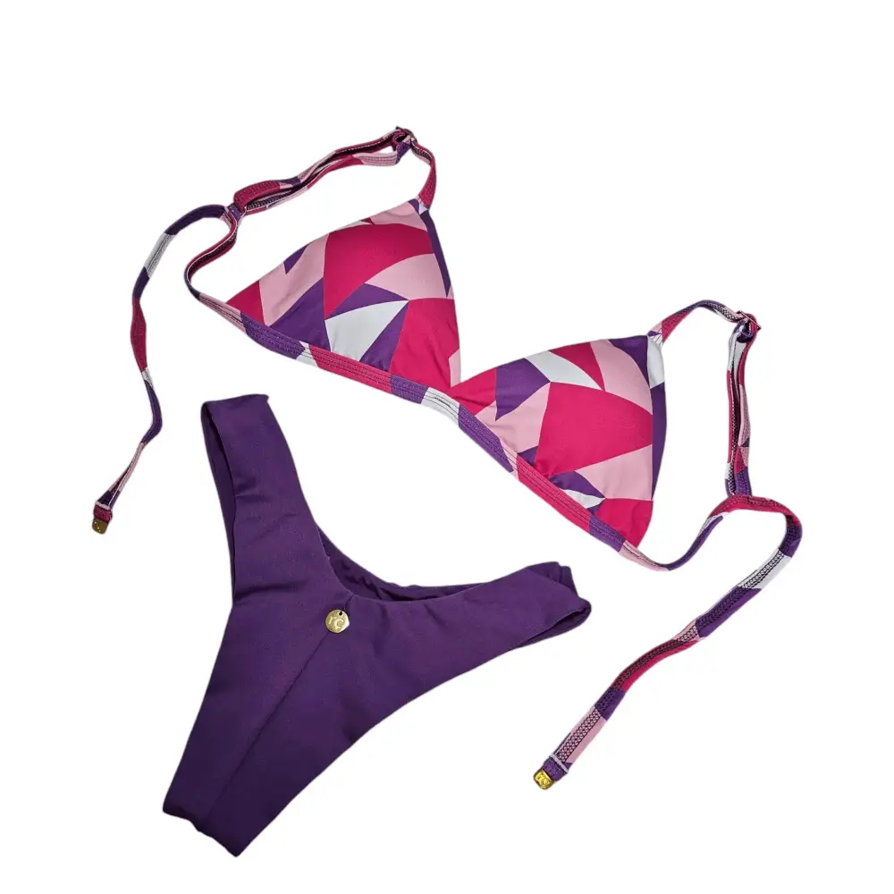 Abstract purple mood 2 piece bikini set - Beeluxxe