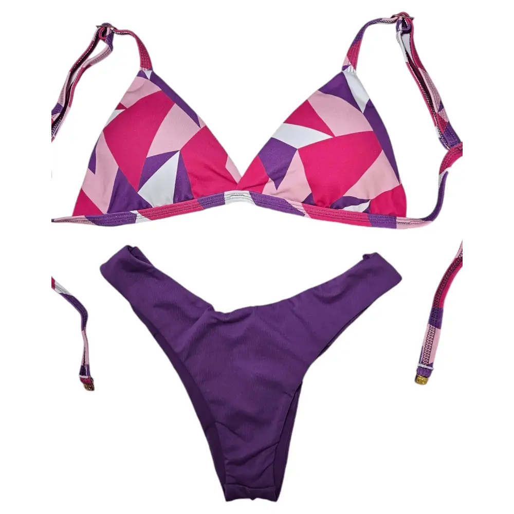 Abstract purple mood 2 piece bikini set - Beeluxxe