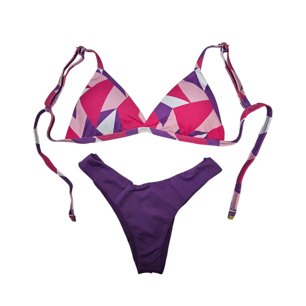 Abstract purple mood 2 piece bikini set - Beeluxxe