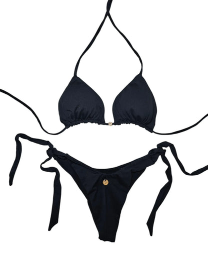 Classic moon black 2 piece bikini set - Beeluxxe