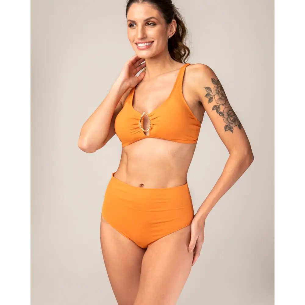 Eco-Friendly Bikini Set – Metal Buckle Top & Foldable Hot Pants | UV Protection SPF50 +