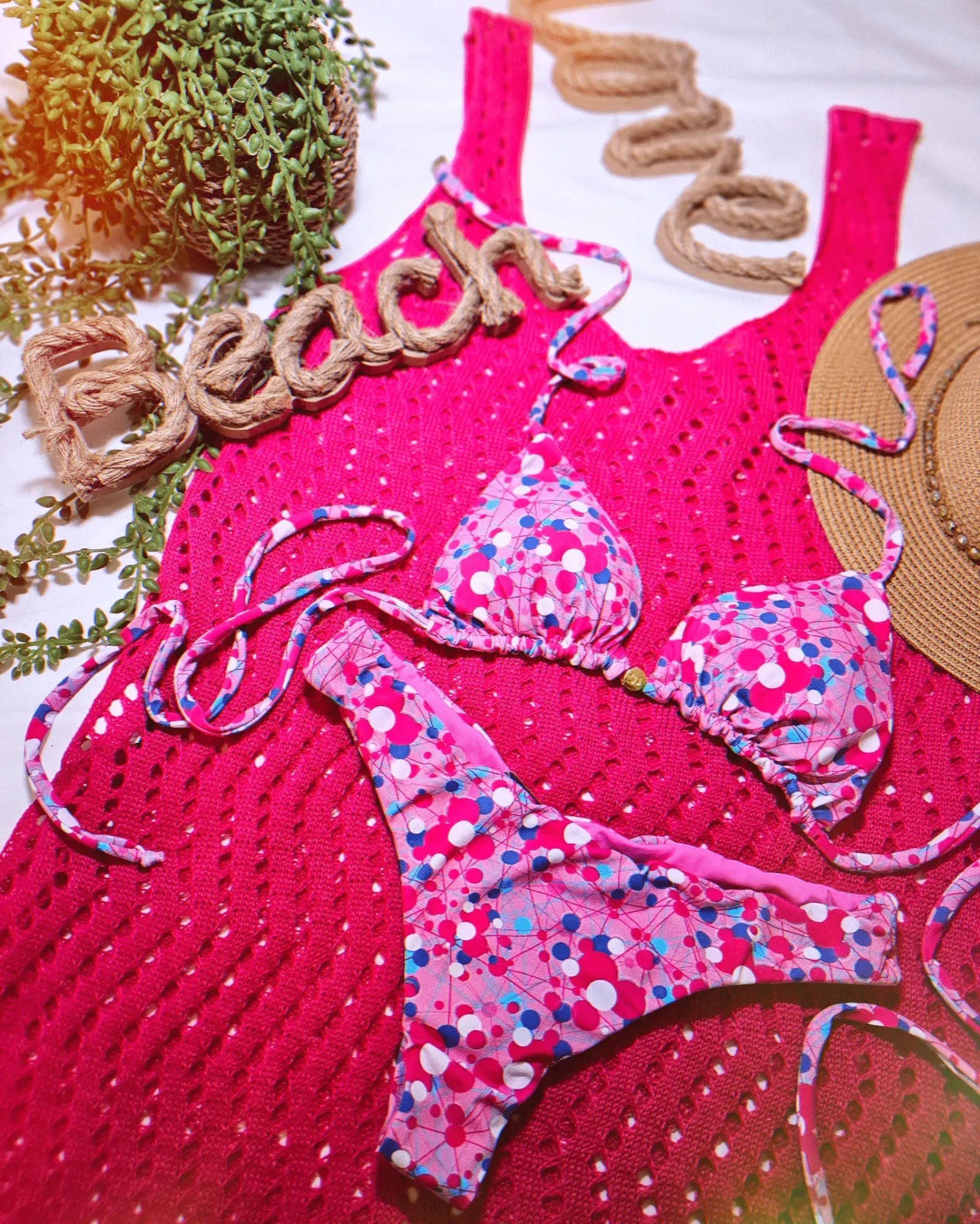 Pink 🩷 mix love bikini set - Beeluxxe