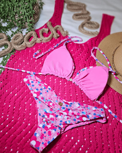 Pink 🩷 mix love bikini set - Beeluxxe