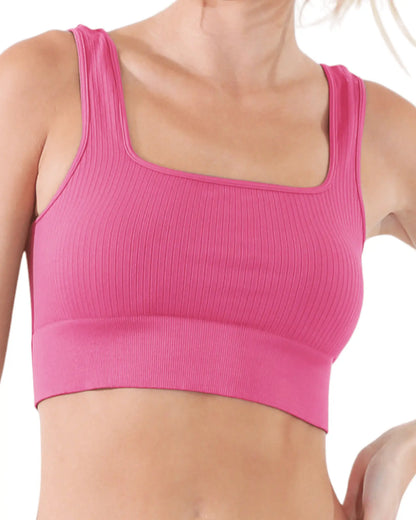 Square Neck Ribbed Crop - Beeluxxe