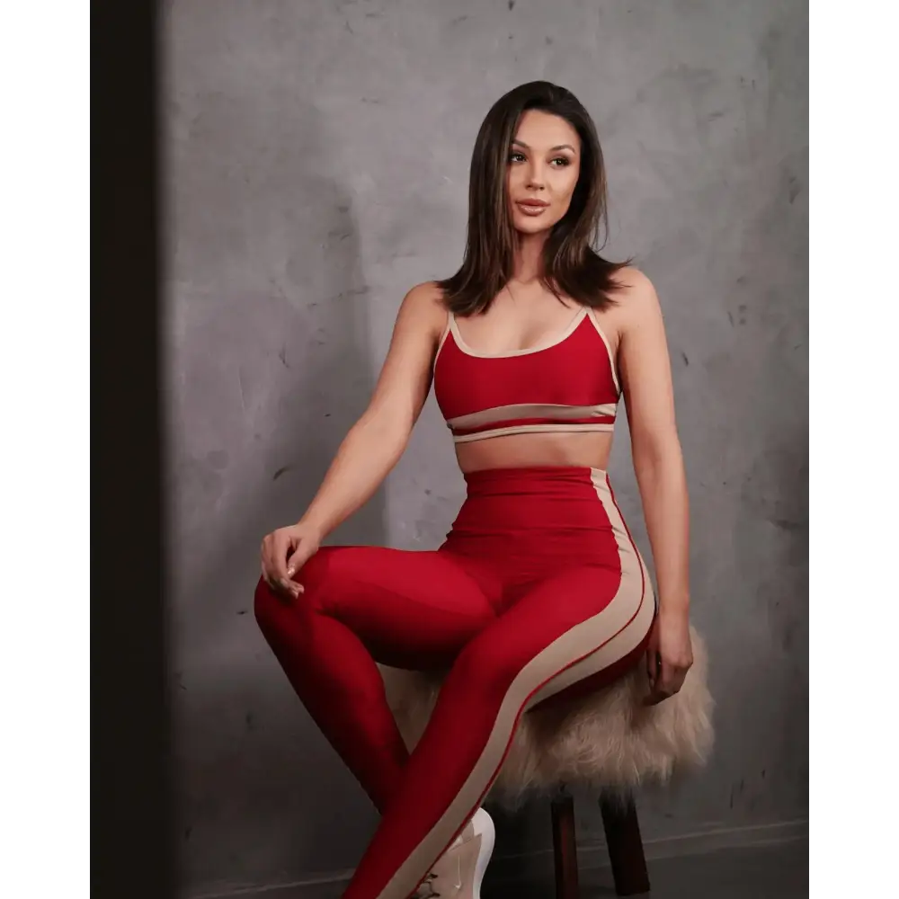 Vintage Red 2-Piece Set | Gym-Ready & Stylish - Beeluxxe